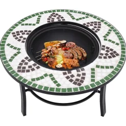 vidaXL Brasero de mosaico cerámica 68 cm Verde