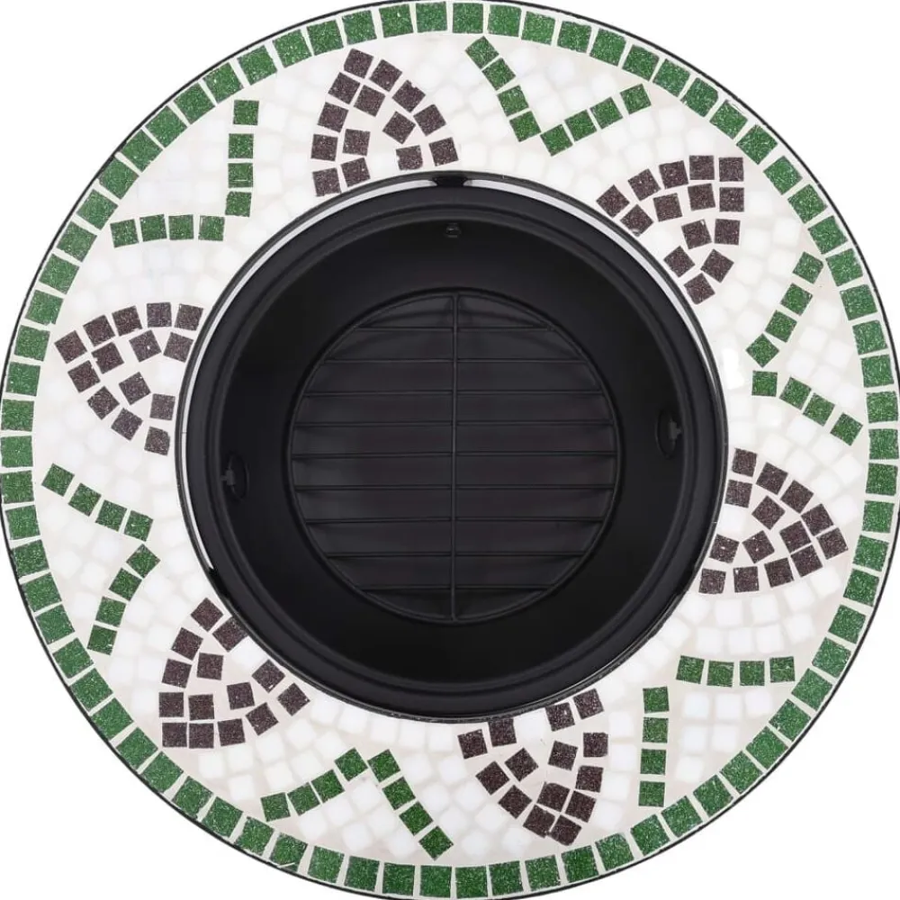 vidaXL Brasero de mosaico cerámica 68 cm Verde