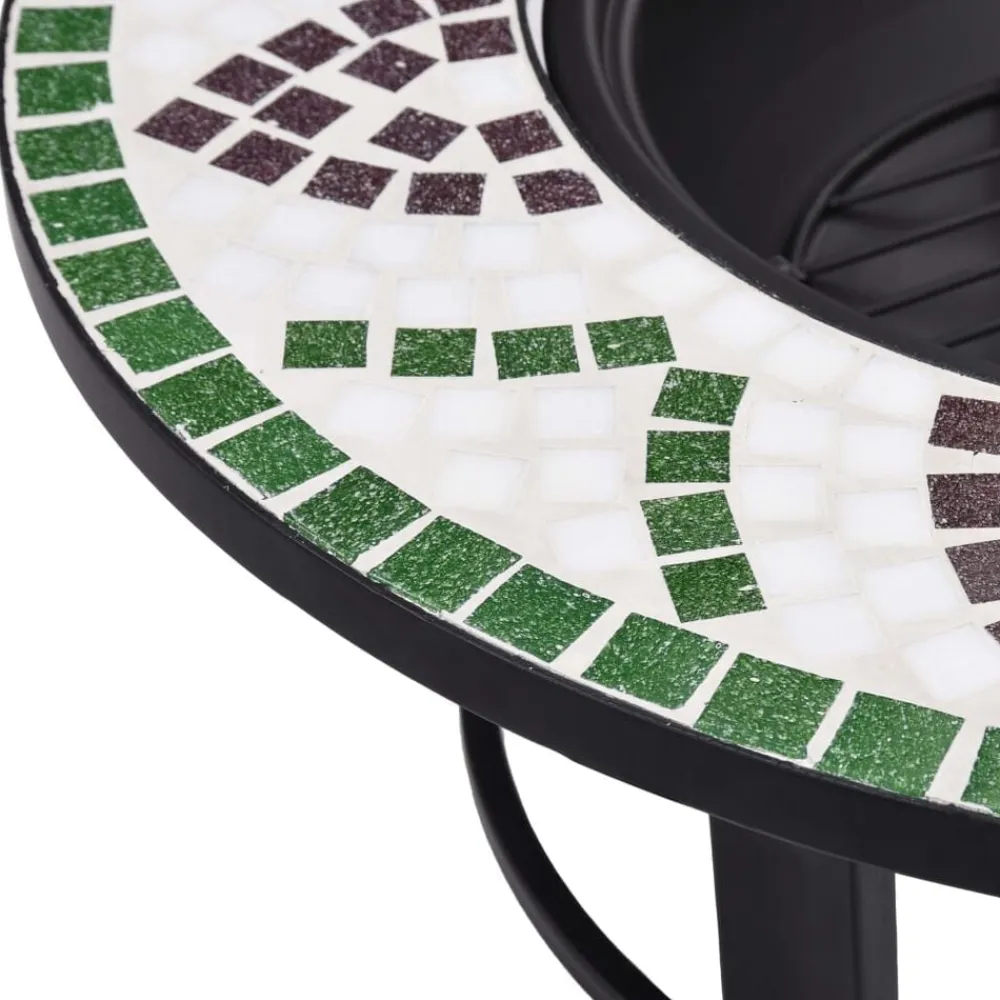 vidaXL Brasero de mosaico cerámica 68 cm Verde