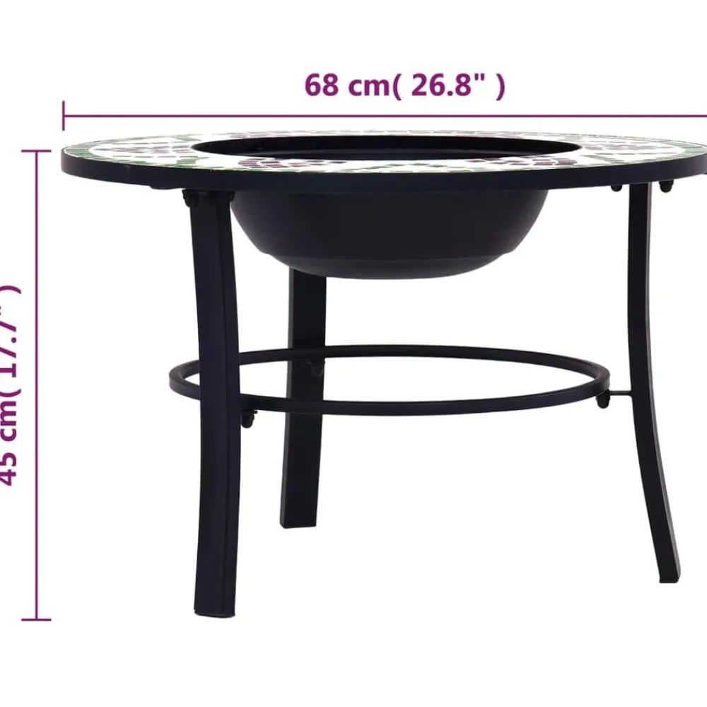vidaXL Brasero de mosaico cerámica 68 cm Verde