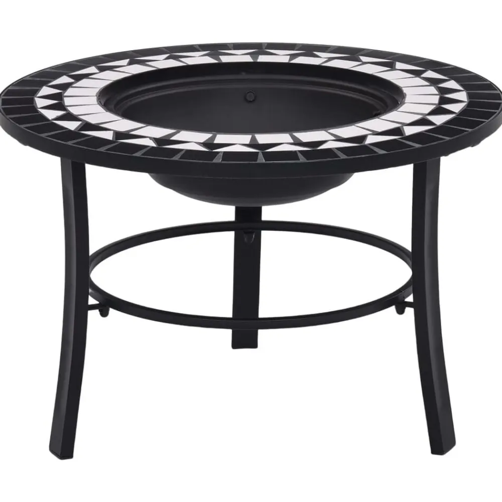 vidaXL Brasero de mosaico cerámica 68 cm Negro y blanco New