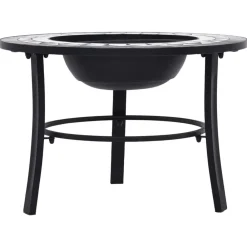 vidaXL Brasero de mosaico cerámica 68 cm Negro y blanco New