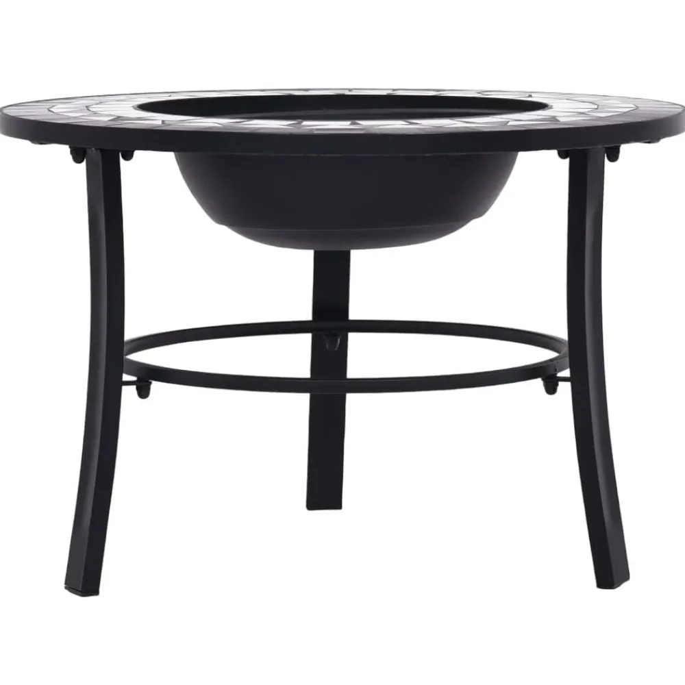 vidaXL Brasero de mosaico cerámica 68 cm Negro y blanco New