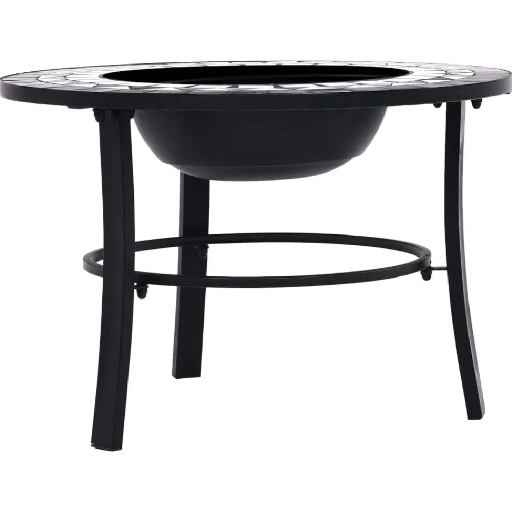 vidaXL Brasero de mosaico cerámica 68 cm Negro y blanco New