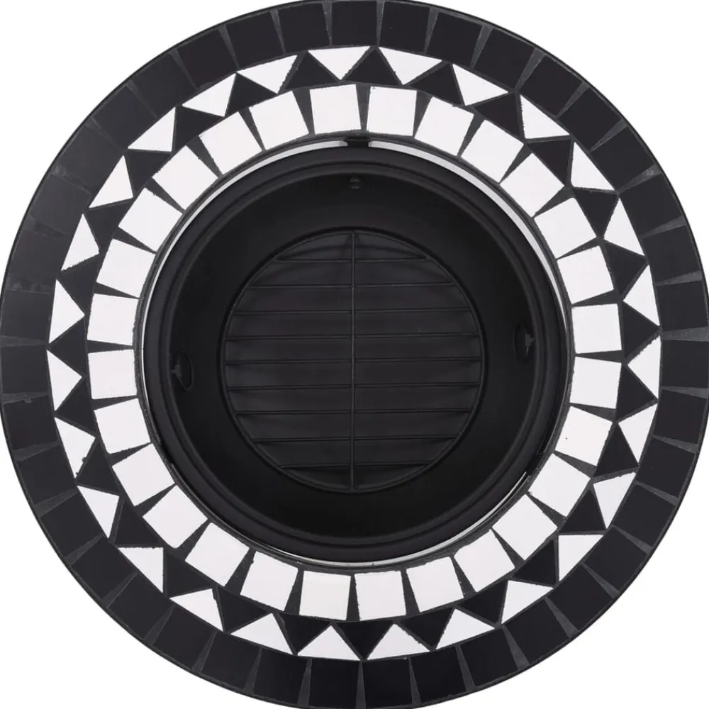 vidaXL Brasero de mosaico cerámica 68 cm Negro y blanco New