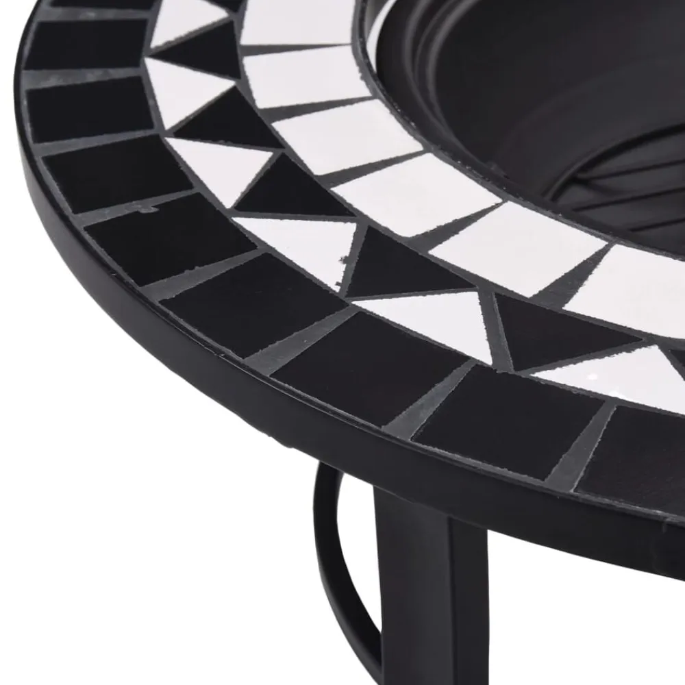 vidaXL Brasero de mosaico cerámica 68 cm Negro y blanco New