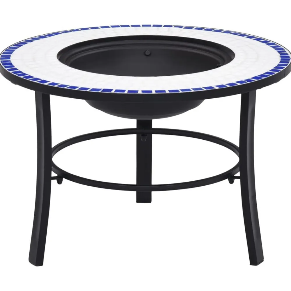 vidaXL Brasero de mosaico cerámica 68 cm Azul y blanco Clearance