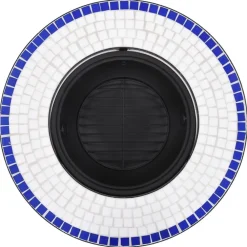 vidaXL Brasero de mosaico cerámica 68 cm Azul y blanco Clearance
