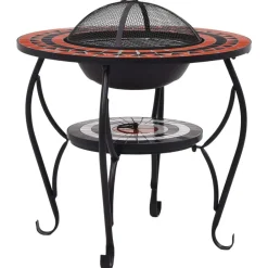 vidaXL Chimeneas-Brasero mesa de mosaico cerámica 68 cm