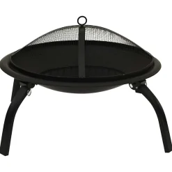 vidaXL Brasero y barbacoa 2 en 1 con atizador acero 56x56x49 cm Negro Discount