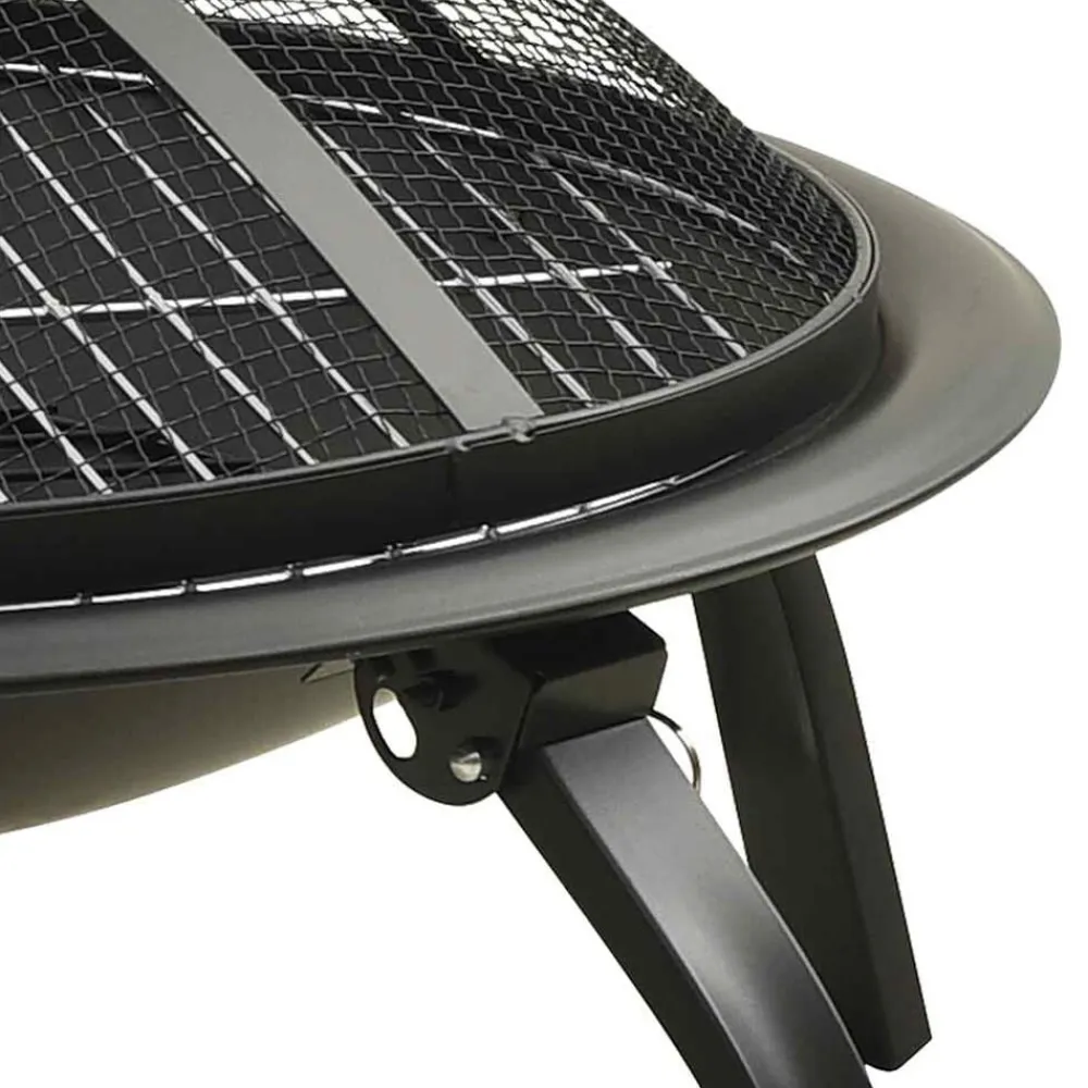 vidaXL Brasero y barbacoa 2 en 1 con atizador acero 56x56x49 cm Negro Discount