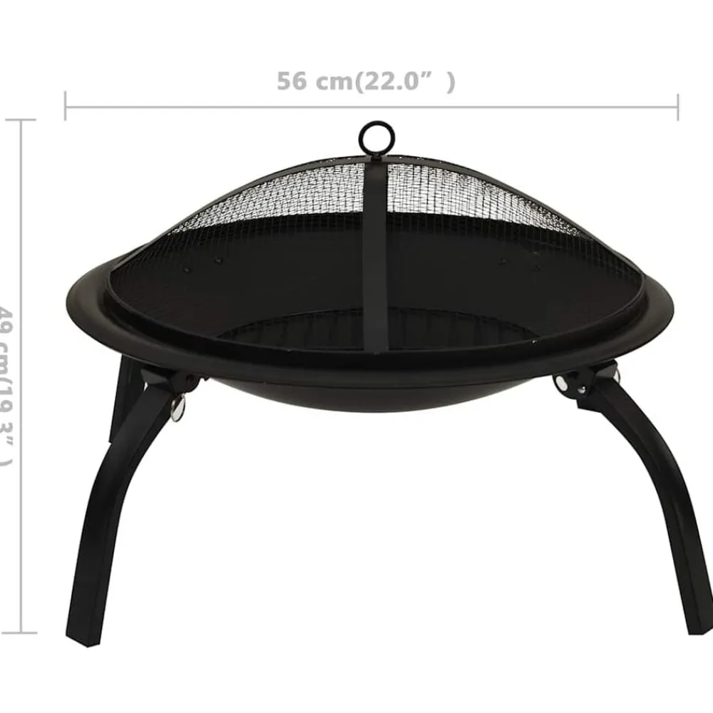 vidaXL Brasero y barbacoa 2 en 1 con atizador acero 56x56x49 cm Negro Discount