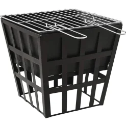 vidaXL Brasero y barbacoa 2 en 1 de acero 34x34x48 cm Clearance