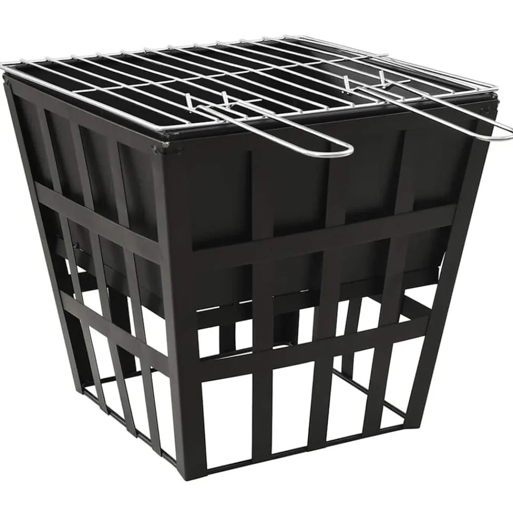 vidaXL Brasero y barbacoa 2 en 1 de acero 34x34x48 cm Clearance