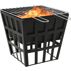 vidaXL Brasero y barbacoa 2 en 1 de acero 34x34x48 cm Clearance