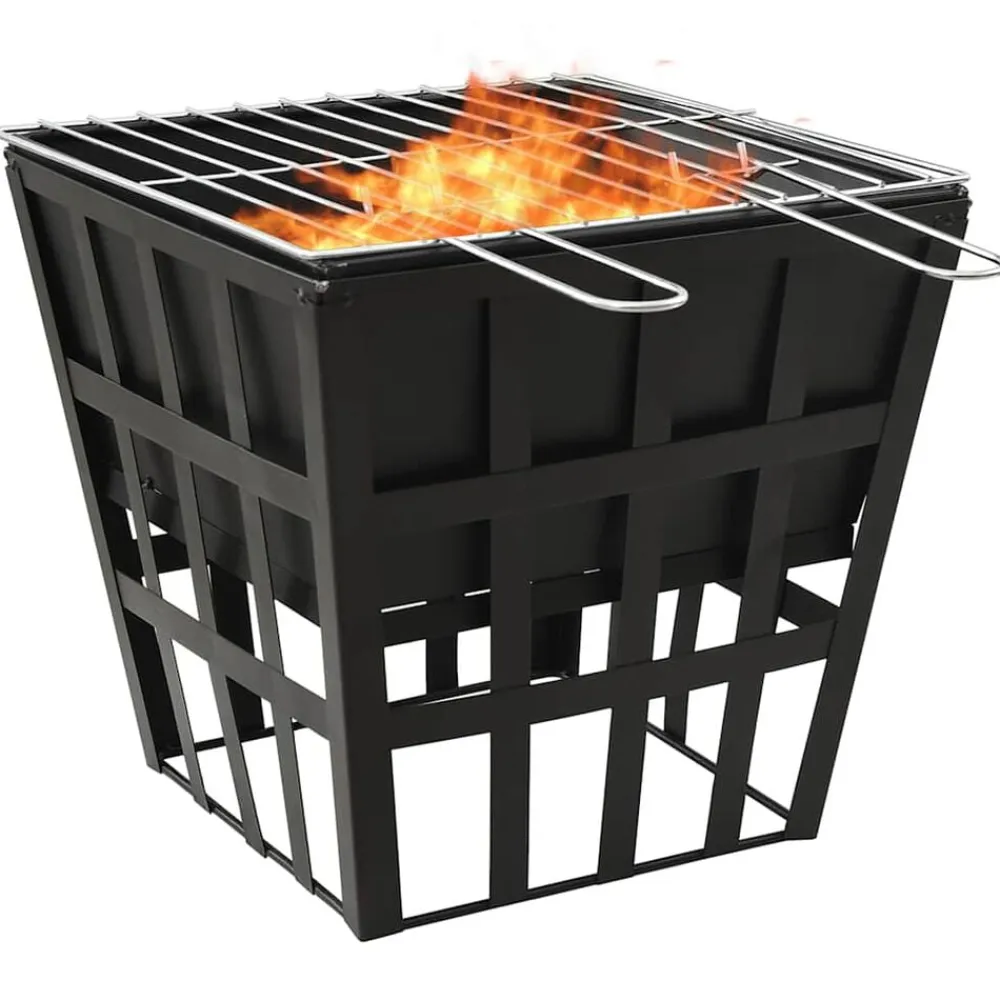 vidaXL Brasero y barbacoa 2 en 1 de acero 34x34x48 cm Clearance