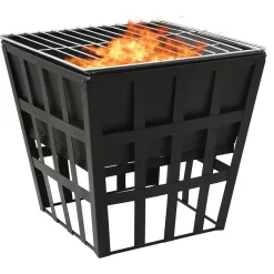 vidaXL Brasero y barbacoa 2 en 1 de acero 34x34x48 cm Clearance