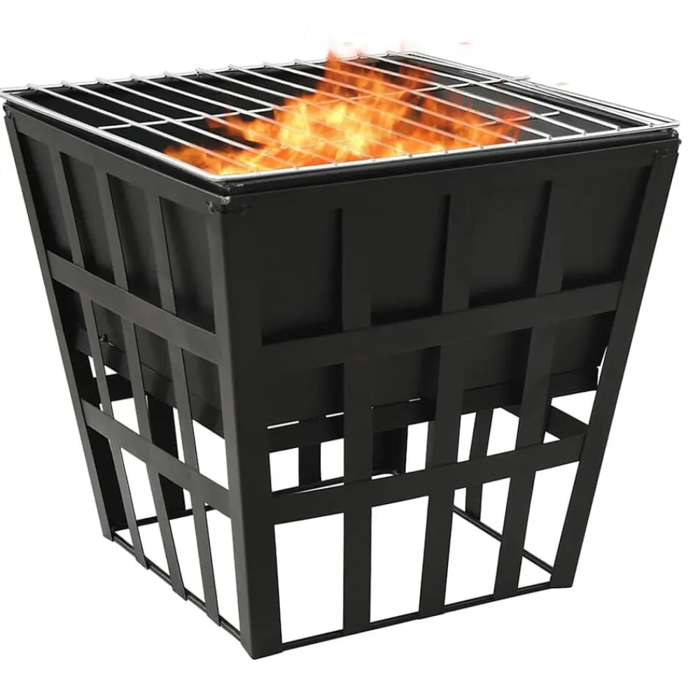 vidaXL Brasero y barbacoa 2 en 1 de acero 34x34x48 cm Clearance