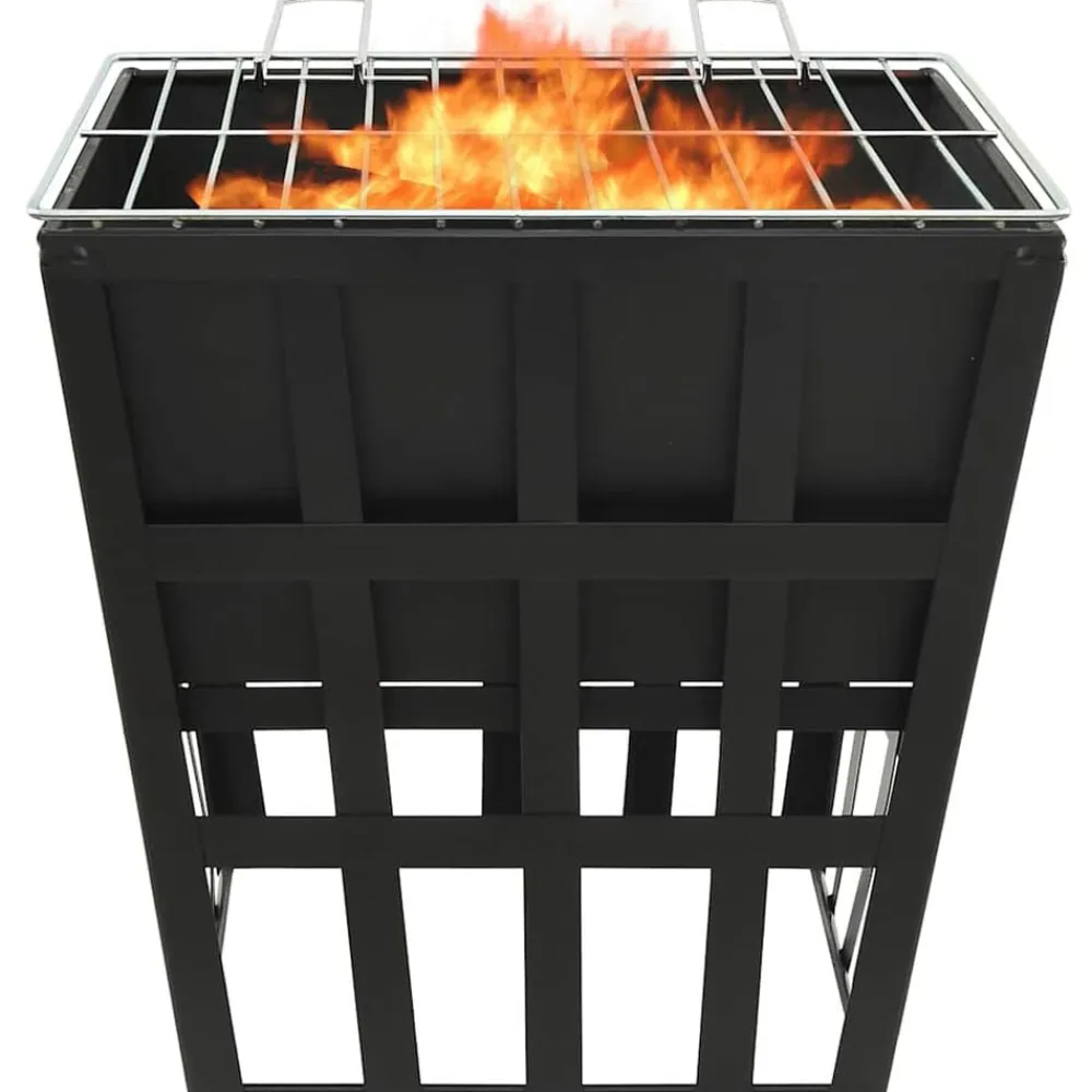 vidaXL Brasero y barbacoa 2 en 1 de acero 34x34x48 cm Clearance