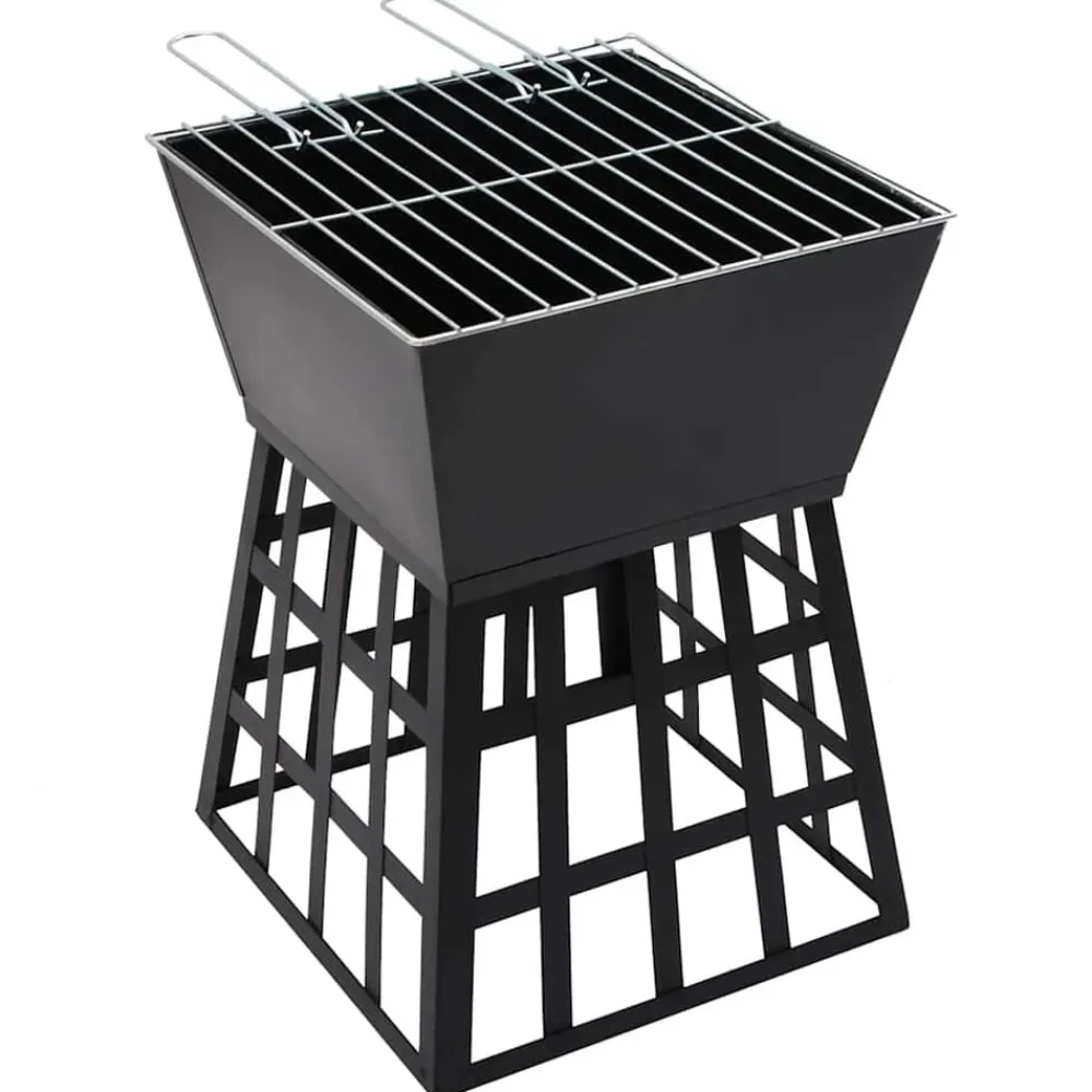 vidaXL Brasero y barbacoa 2 en 1 de acero 34x34x48 cm Clearance