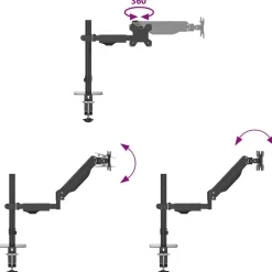 vidaXL Brazo de monitor único pantalla máxima 27'' resorte de gas 10kg Hot