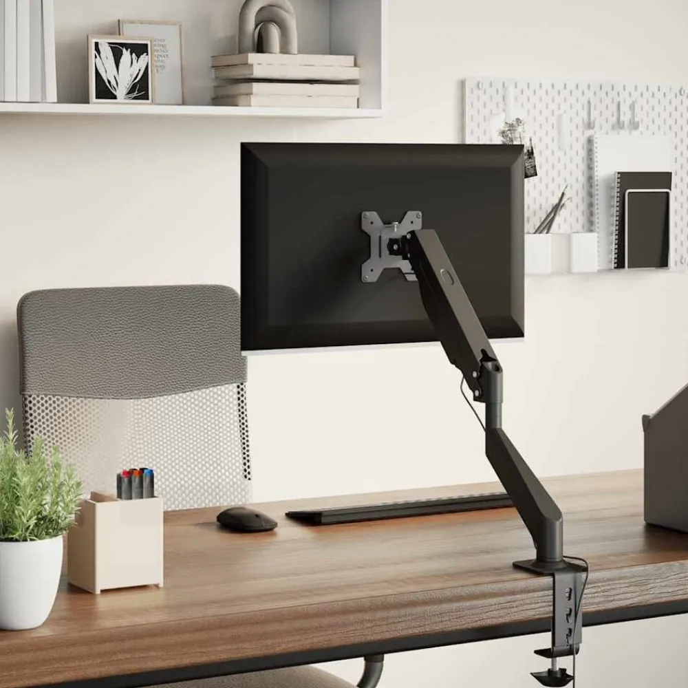 vidaXL Brazo de monitor único pantalla máxima 27'' resorte de gas 10kg Hot