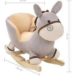 vidaXL Burro balancín de peluche con respaldo gris 60x32x55 cm Sale