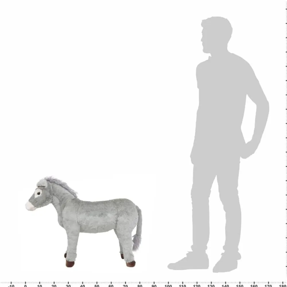 vidaXL Burro de peluche de pie gris XXL Best