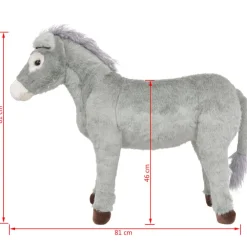 vidaXL Burro de peluche de pie gris XXL Best