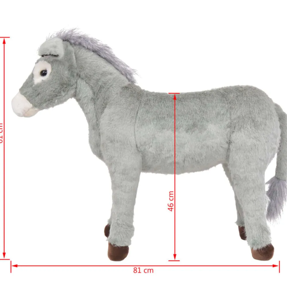 vidaXL Burro de peluche de pie gris XXL Best
