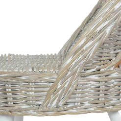 vidaXL Butaca de ratán kubu Blanco Clearance