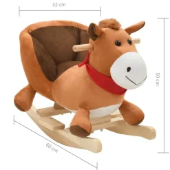 vidaXL Caballo balancín de peluche con respaldo marrón 60x32x50 cm Sale
