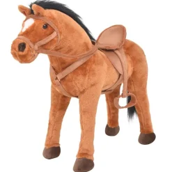 vidaXL Caballo de juguete de pie de peluche marrón Clearance