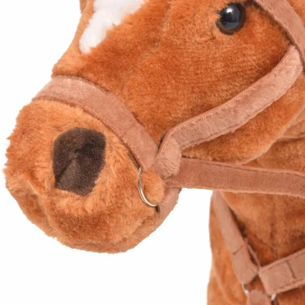 vidaXL Caballo de juguete de pie de peluche marrón Clearance