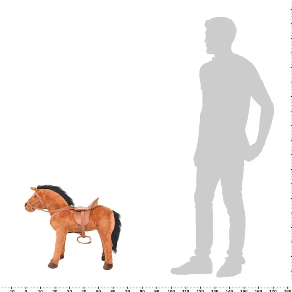 vidaXL Caballo de juguete de pie de peluche marrón Clearance