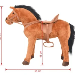 vidaXL Caballo de juguete de pie de peluche marrón Clearance