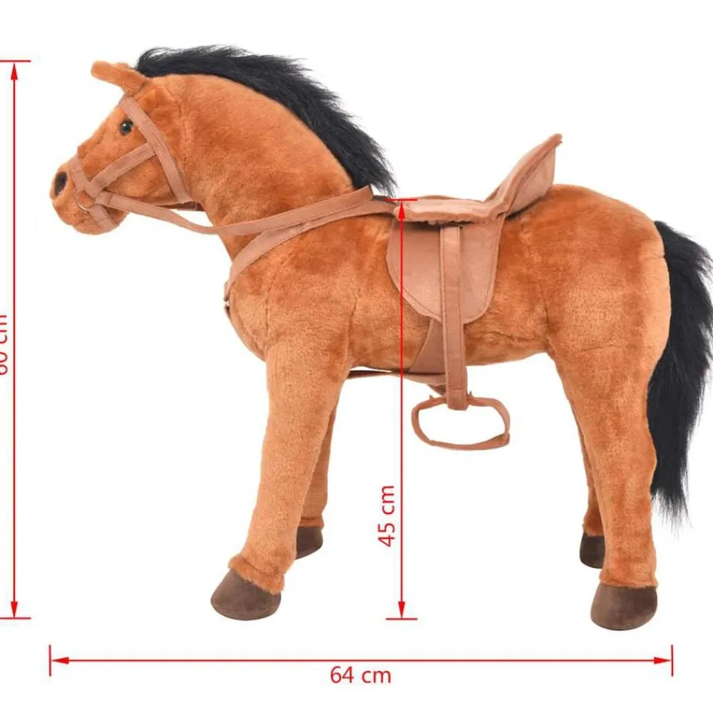 vidaXL Caballo de juguete de pie de peluche marrón Clearance
