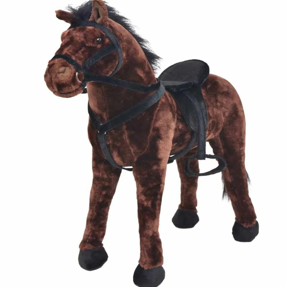 vidaXL Caballo de peluche de pie marrón oscuro XXL Online