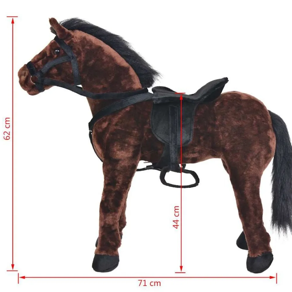 vidaXL Caballo de peluche de pie marrón oscuro XXL Online
