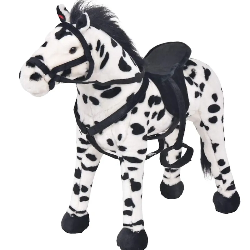 vidaXL Caballo de peluche de pie negro y blanco XXL Online