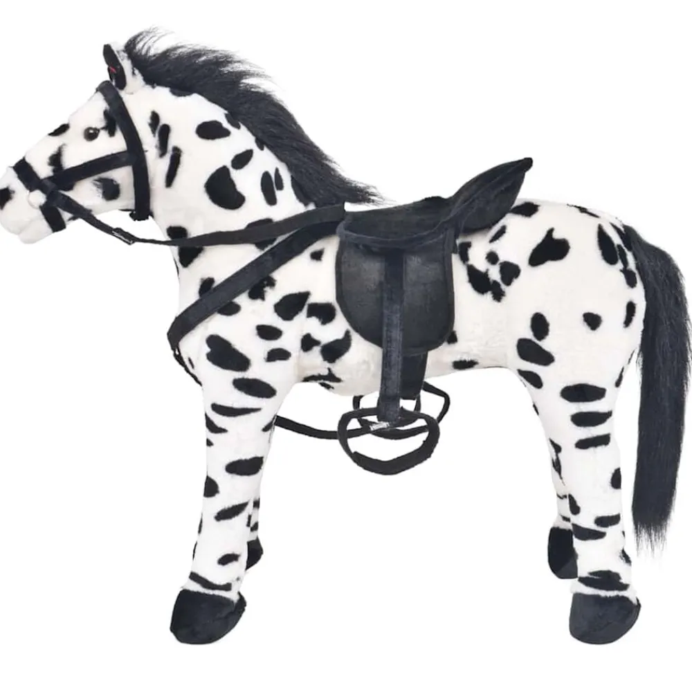 vidaXL Caballo de peluche de pie negro y blanco XXL Online