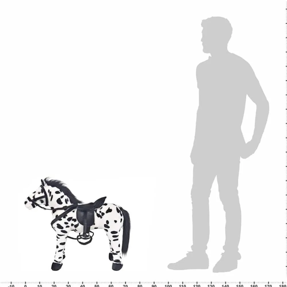 vidaXL Caballo de peluche de pie negro y blanco XXL Online