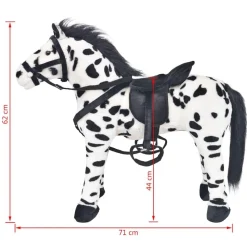 vidaXL Caballo de peluche de pie negro y blanco XXL Online