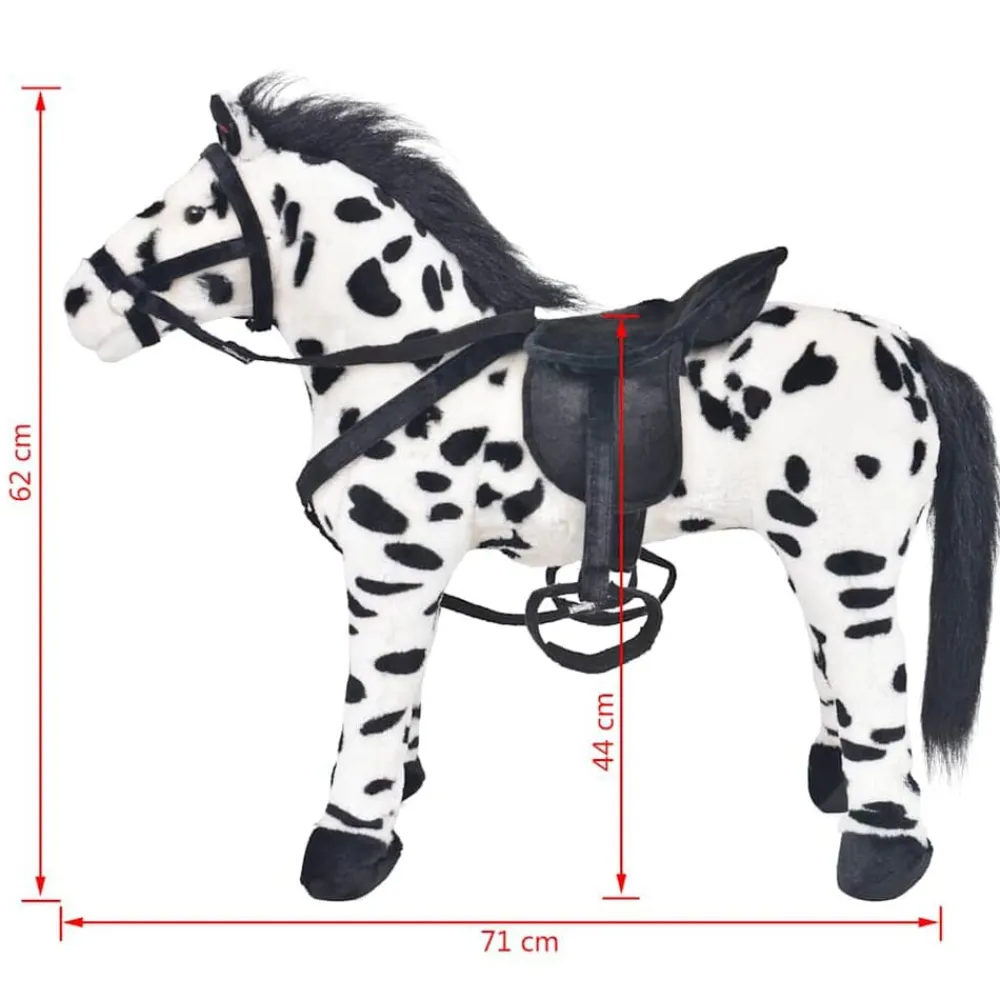vidaXL Caballo de peluche de pie negro y blanco XXL Online