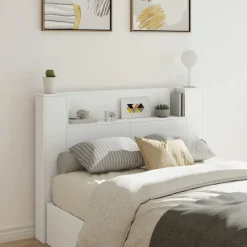 vidaXL Camas Y Accesorios-Cabecera con LED 140 x 16,5 x 103,5 cm Madera de ingeniería