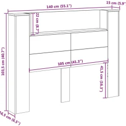 vidaXL Camas Y Accesorios-Cabecera con LED 140 x 16,5 x 103,5 cm Madera de ingeniería