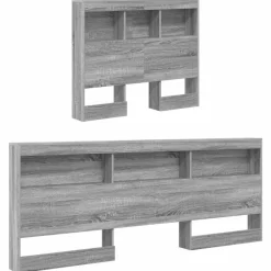 vidaXL Cabecera de almacenamiento con estante 80 cm Gris sonoma Online