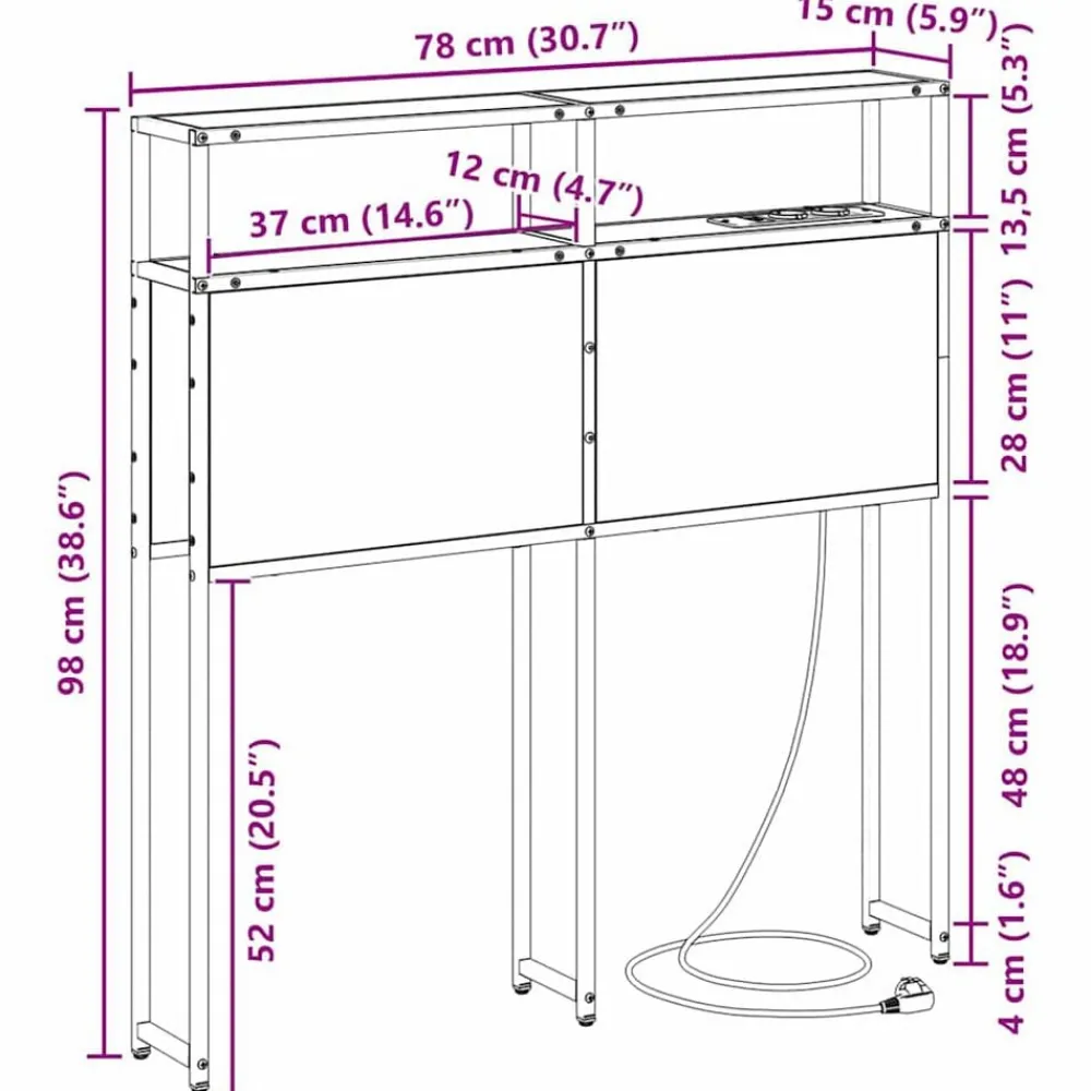 vidaXL Camas Y Accesorios-Cabecera de almacenamiento con estante 98 cm