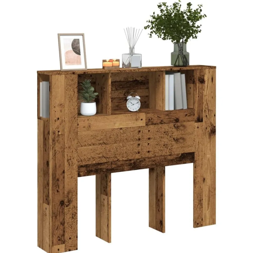 vidaXL Cabecero armario madera ingeniería envejecida 120x19x104,5 cm Madera antigua Discount
