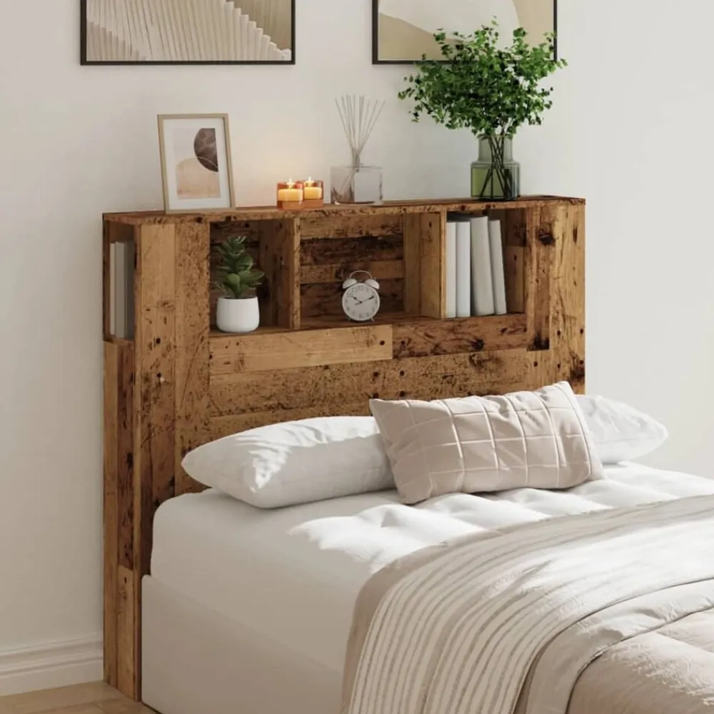 vidaXL Cabecero armario madera ingeniería envejecida 120x19x104,5 cm Madera antigua Discount